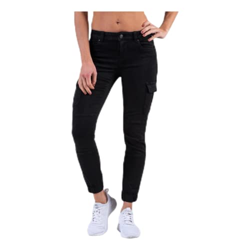 ONLY Damskie spodnie cargo do kostek, spodnie cargo, Czarny (Black/Black Washed), 34