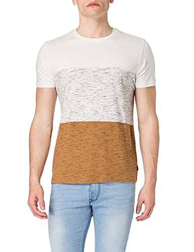 edc by ESPRIT Męski t-shirt w paski, 254/khaki beżowy 5, S