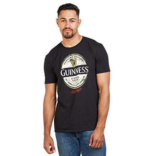 Guinness T-shirt męski z etykietą, czarny, M