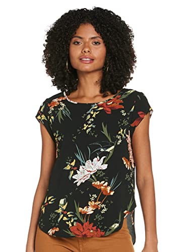 ONLY Onlvic Ss Aop Top Noos Ptm Koszulka Kobiety, wielokolorowy (Black Aop: Flower Aop), 34