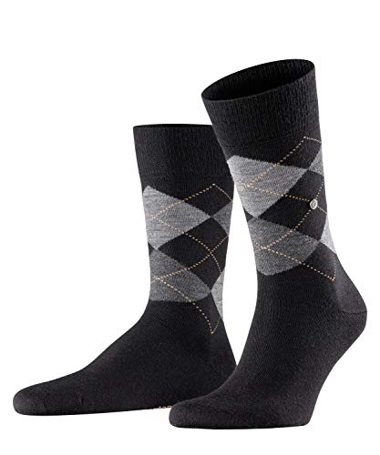 Burlington Mężczyźni Skarpety Edinburgh M SO Wełna z wzorem 1 Para, Czarny (Black 3000), 40-46
