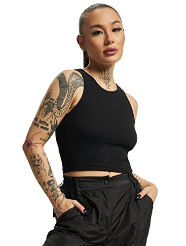 Urban Classics Damska górna część damska Cropped Rib Top, bez brzucha damski top z prążkowanego materiału, dostępny w 7 wariantach kolorystycznych, rozmiary XS -5XL, czarny (czarny 7), L