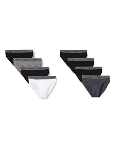 Athéna Męskie figi Promo Basic Coton (8 sztuk), Czarny/czarny/czarny/czarny/antracytowy/wrzosowy szary/czarny/biały, L