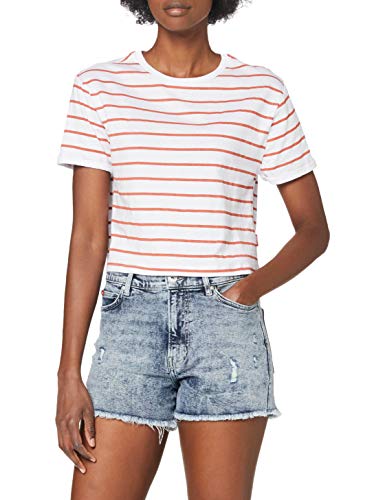 Lee Cooper Damska koszulka z nadrukiem w paski, Paski - biały, XS