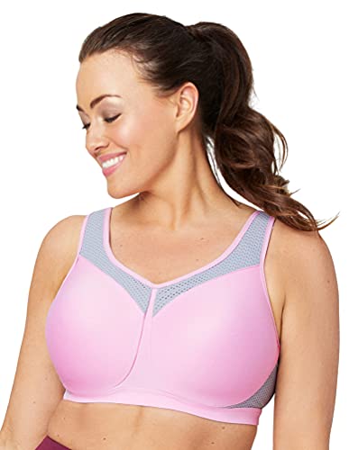 Glamorise Damski biustonosz z fiszbinami, wysokie obciążenie, sportowy biustonosz, Rosa (Rosa/Grau), 80C