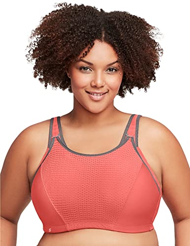 Glamorise Biustonosz sportowy damski, Koral z szarą lamówką, 75D