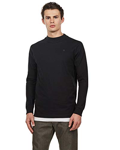 G-STAR RAW Męski t-shirt Korpaz Mock Round Neck, Czarny (Dk Black 6484), XXS