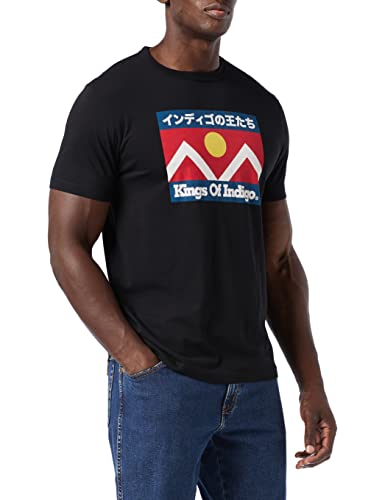 Kings of Indigo Męski T-shirt Darius, Czarny (Black Mountain Flag 6907), XS