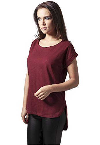 Urban Classics Damska koszulka z długim tyłem Shaped Slub Tee, czerwony (burgundowy 606), XS