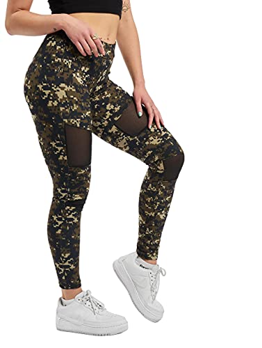 Urban Classics Damskie legginsy Camo Tech Mesh Legginsy, spodnie sportowe dla kobiet o wyglądzie kamuflażu, dostępne w wielu wariantach kolorystycznych, rozmiary XS - 5XL, Wood Digital Camo, M