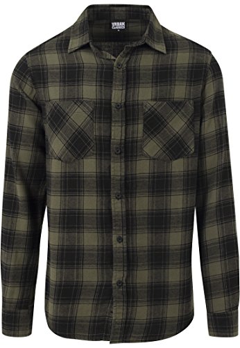 Urban Classics Męska koszula rekreacyjna, wielokolorowy (Blk/Olive 757), (Producent rozmiar:M)