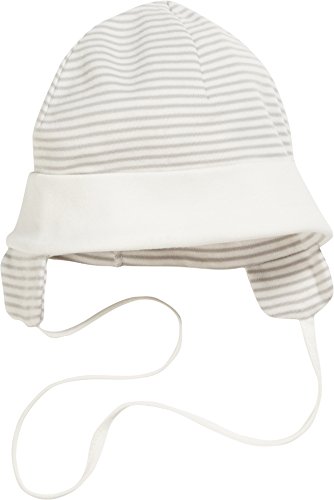 Schnizler Unisex Baby Tie Cap Navy Currled z uchem PRedection, Öko-Tex Standard 100 czapka, Beżowy (Natur 2), XS (Producent Rozmiar: 43 cm)