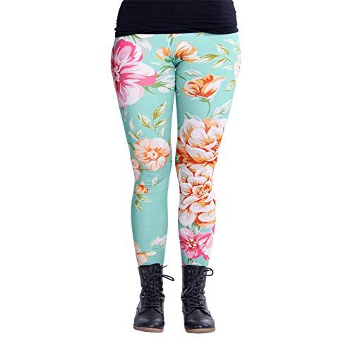cosey Damskie kolorowe legginsy z nadrukiem w kwiaty
