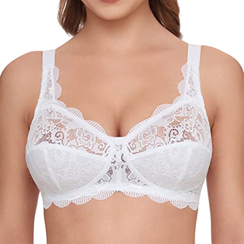 Susa Damski biustonosz z elastycznej koronki Latina bez fiszbin, biały (biały 003), 90D
