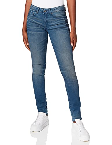 G-STAR RAW Jeansy damskie 3301 Contour High Waist Skinny, niebieski (Medium Aged 6550-071), 25W x 32L
