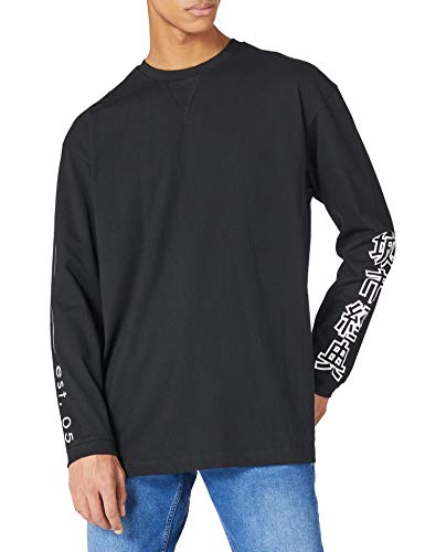 Urban Classics Męski t-shirt z chińskimi symbolami oversized Ls, czarny, L