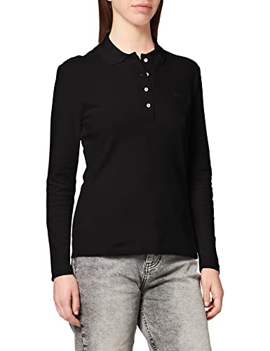 Lacoste Damska koszulka polo z długim rękawem Slim Fit, Noir, 38