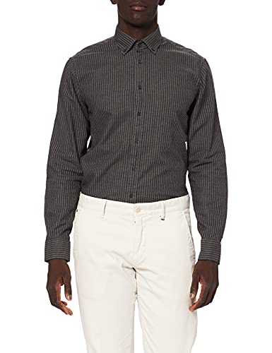 Jedwabna koszula męska biznesowa – jednokolorowa koszula z kołnierzem B.D. Wysoki komfort noszenia – dopasowanie nowoczesne – długi rękaw – 100% bawełna