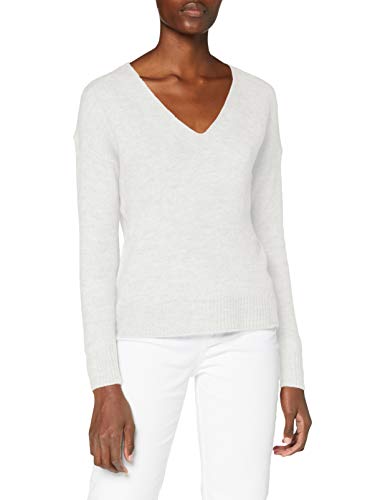 JACQUELINE de YONG Damski sweter z dzianiny z dekoltem w serek, Cloud Dancer/Szczegóły: melanż, L