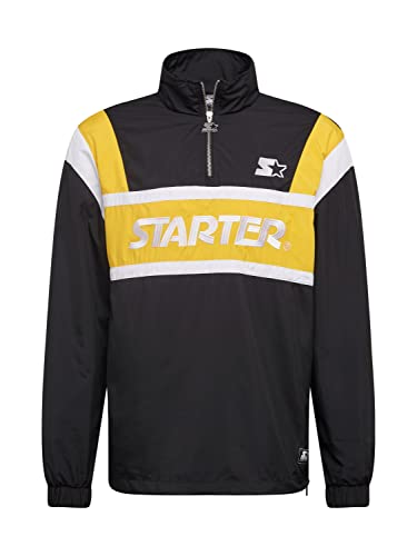 Starter Black Label Męska kurtka z zamkiem błyskawicznym w stylu retro, czarny/złoty/biały, S