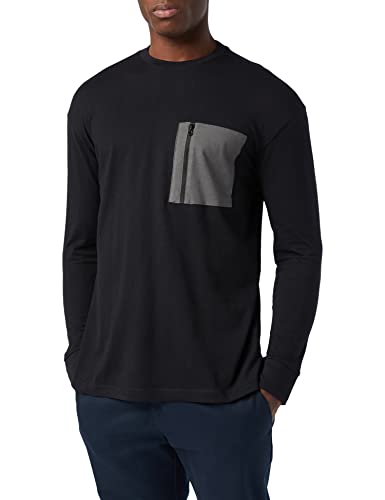 Urban Classics Męska koszulka z długim rękawem Boxy Big Contrast Pocket Ls, czarny, S