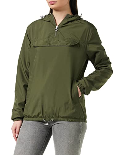 Urban Classics Damska wiatrówka z kapturem dla kobiet, damska kurtka Basic Pull Over Jacket dostępna w ponad 10 wariantach kolorystycznych, rozmiary XS - 5XL, ciemnooliwkowy, XL