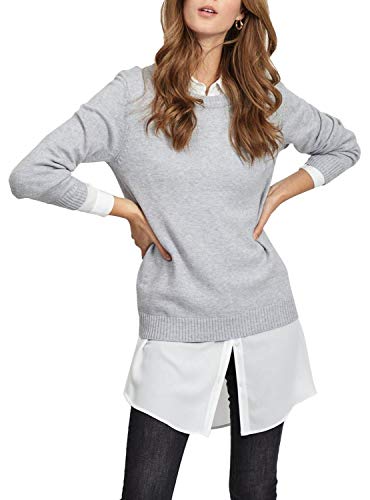 Vila Damski sweter Viril L/S O-Neck Knit Top-noos, jasnoszary melanżowy, S