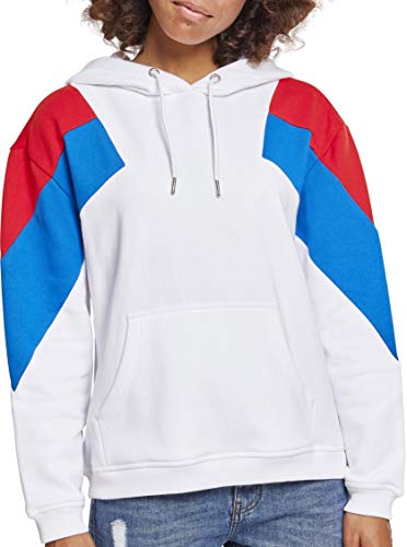 Urban Classics Damski sweter z kapturem, Multicolour (Wht/Firered/Brightblue 01426), S