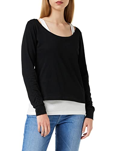Urban Classics Damska koszulka z długim rękawem Ladies dwukolorowa, wielokolorowy (Black/White 826), XS
