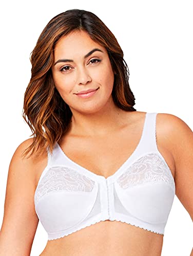 Glamorise Damski biustonosz Magic Lift Full Figure Support Front Close Soft Cup Everyday Bra, biały, 110L