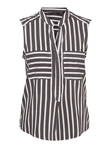 VERO MODA Damska koszulka Vmerika S/L Stripe Noos, Black/Stripes:opposite Snow White, XS