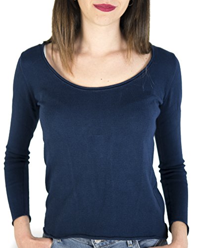 Magan Damska koszulka Pantalla Escotado Ml sweter, Blue (Marino Nuevo 406), L