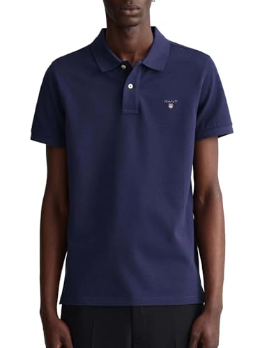 GANT Męska koszulka polo Pique z krótkim rękawem z kołnierzykiem, niebieski (Evening blue), 3XL