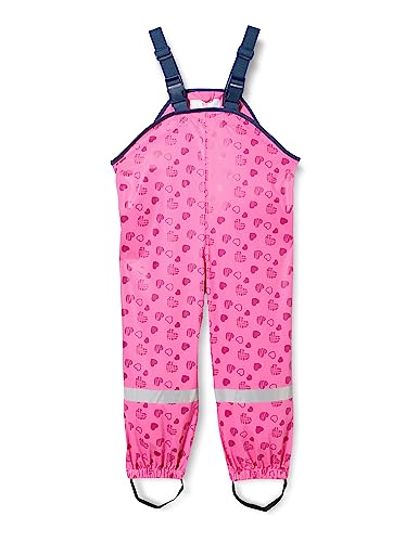 Playshoes Dziewczęce spodnie przeciwdeszczowe z serduszkami, różowy (pink 18), 92 cm