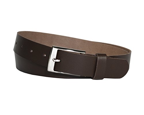 Vascavi Pasek skórzany z prawdziwej skóry, 3 cm szerokości i ok. 0,25 cm grubości, pasek, pas biodrowy, pasek dżinsowy, Made in Germany, ciemnobrązowy, 95 cm Łącznie Długość 105 cm