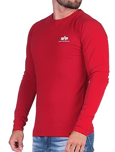 ALPHA INDUSTRIES T-shirt męski z nadrukiem Heavy Ls, czerwony, 3XL