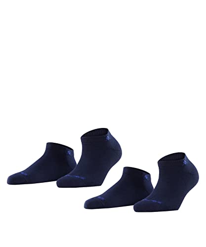 Burlington Kobiety Skarpety do trampek Everyday Sneaker 2-Pack W SN Bawełna krótkie jednokolorowe 2 Pak, Niebieski (Marine 6120), 36-41
