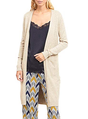 Vila Kobiety Viril Long L/S Knit Cardigan - Noos Kardigan, Beżowy, S