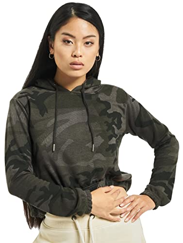 Urban Classics Damska bluza z kapturem Camo z kapturem, Ciemny Camo, S
