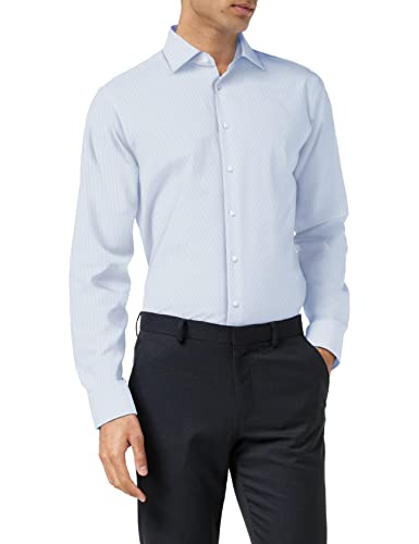 Seidensticker Męska koszula biznesowa Shaped Fit – nie wymaga prasowania, niebieski (jasnoniebieski 11), 38
