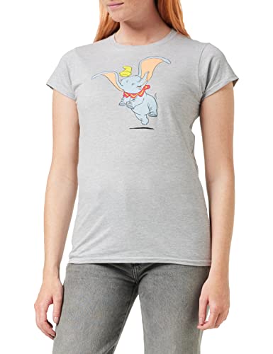 Disney Koszulka damska Dumbo Happy, Szary (Heather Grey Spo), 38