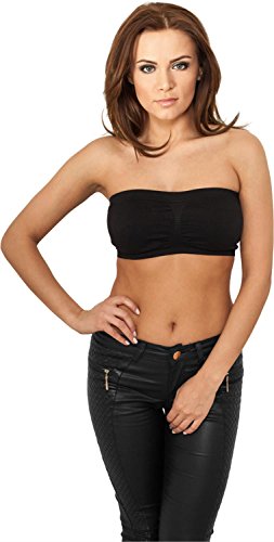 Urban Classics Damski top damski Bandeau, top do przewijania dla kobiet z wbudowanymi podkładkami na klatkę piersiową, dostępny w wielu kolorach, rozmiary XS - XL, czarny (czarny 7), XL