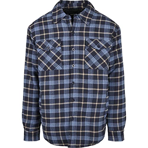 Urban Classics Męska kurtka koszulowa, kurtka zimowa w stylu flanelowej koszuli, ciepła podszewka, kurtka Lumberjacket o wyglądzie drwala, rozmiar S do 5XL, Jasnoniebieski/ciemny niebieski, m