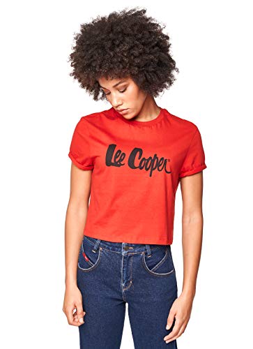 Lee Cooper Damska koszulka z nadrukiem, w paski, czerwony, L