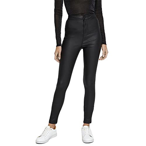 Noisy May NOS DE Damskie spodnie Nmella Super Hw Coated Pants Noos, czarny (Black Black), L
