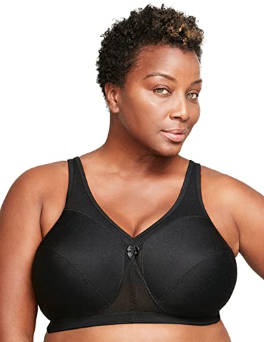 Glamorise Damski biustonosz sportowy Plus Size MagicLift Active Support Bra bez fiszbin #1005, Czarny, 105C