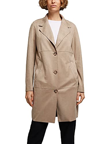 ESPRIT Recykling: płaszcz o wyglądzie zamszu, Pale khaki, S