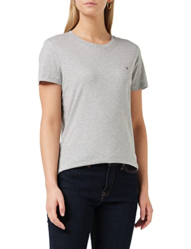 Tommy Hilfiger Damska koszulka Heritage Crew Neck Tee z okrągłym dekoltem, Light Grey Htr, XS
