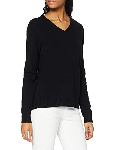 Vila Damski sweter z dzianiny z dekoltem w serek, czarny (czarny), XL