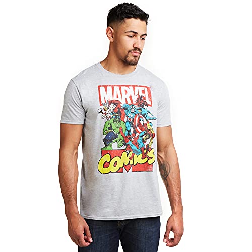 Marvel Koszulka męska Call Out, szary (sportowy szary punkt), XXL